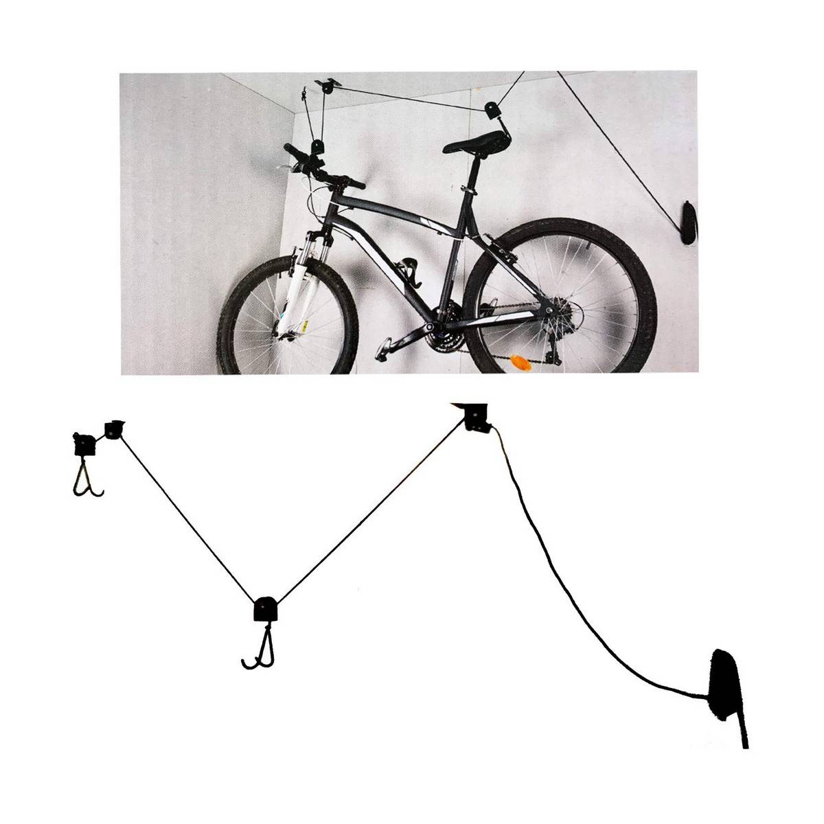 Élévateur de Vélo Fixation au Plafond Charge Max 20Kg Kit Complet-3