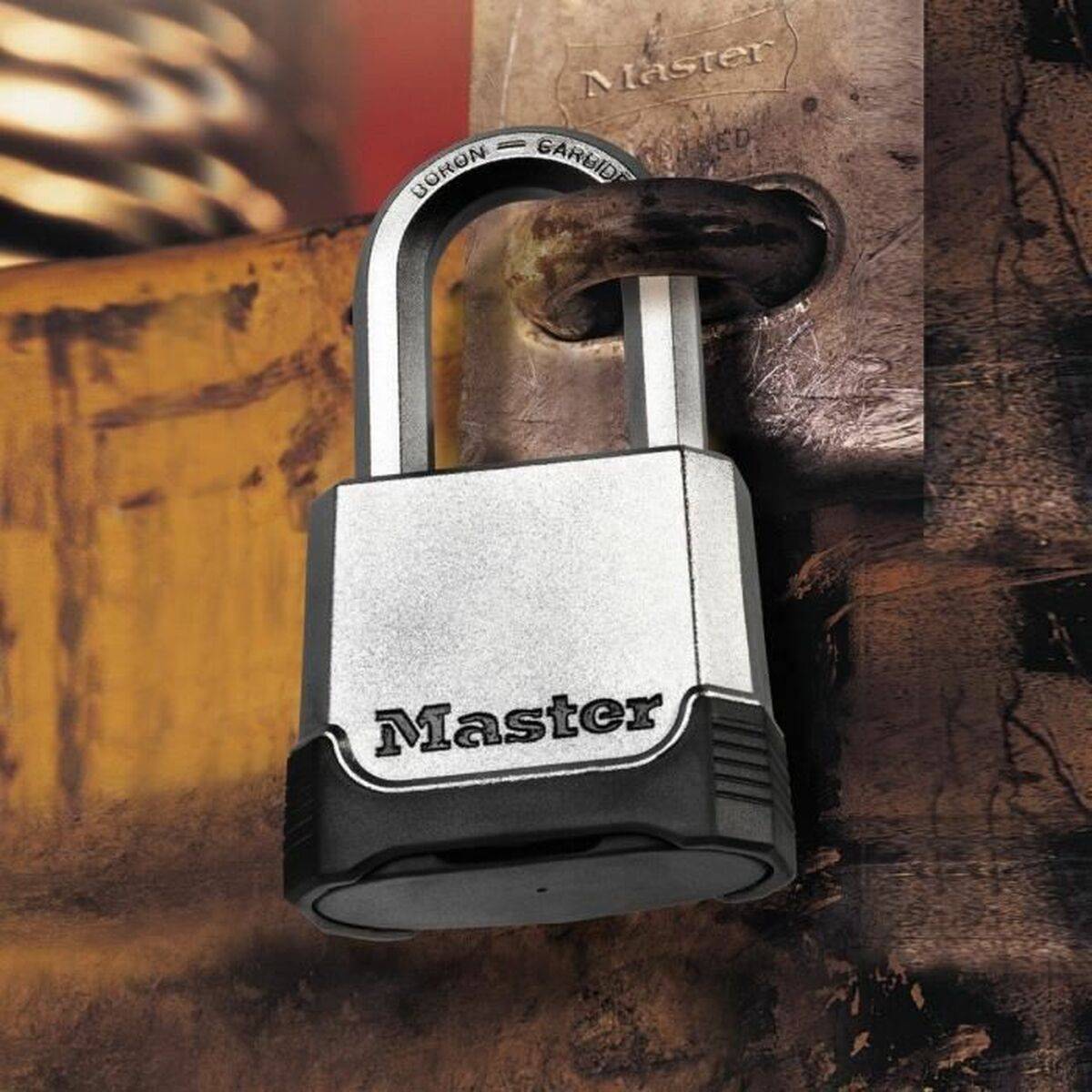 MASTER LOCK Cadenas Haute Sécurité [Combinaison et Clé] [Zinc] [Anse XL] [Extérieur] M176EURDLH-2