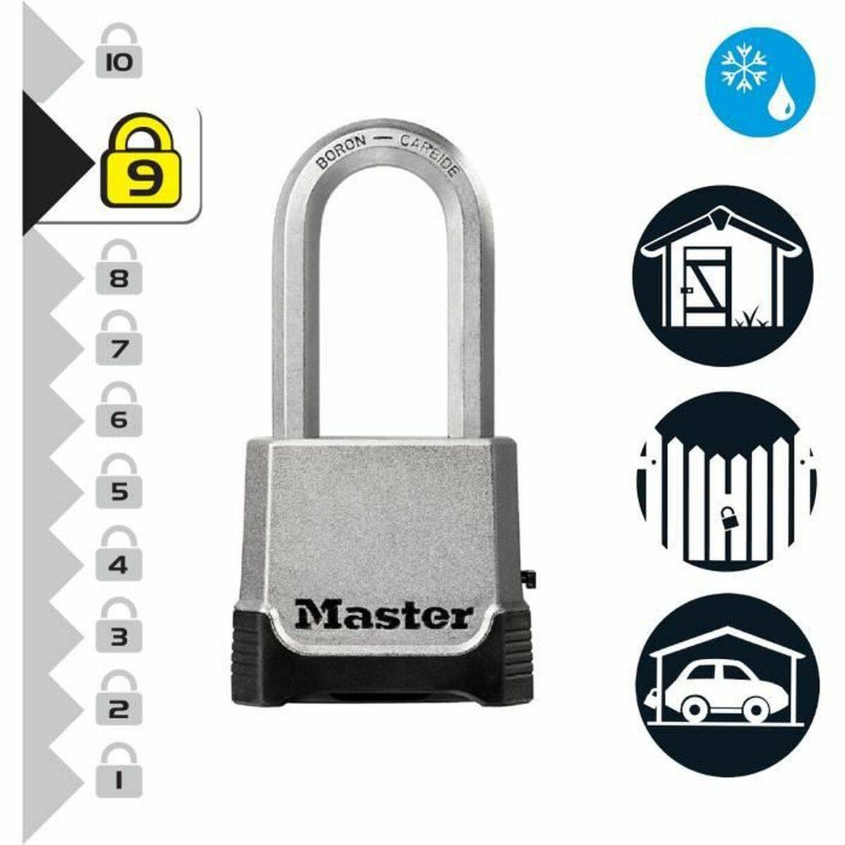 MASTER LOCK Cadenas Haute Sécurité [Combinaison et Clé] [Zinc] [Anse XL] [Extérieur] M176EURDLH-4
