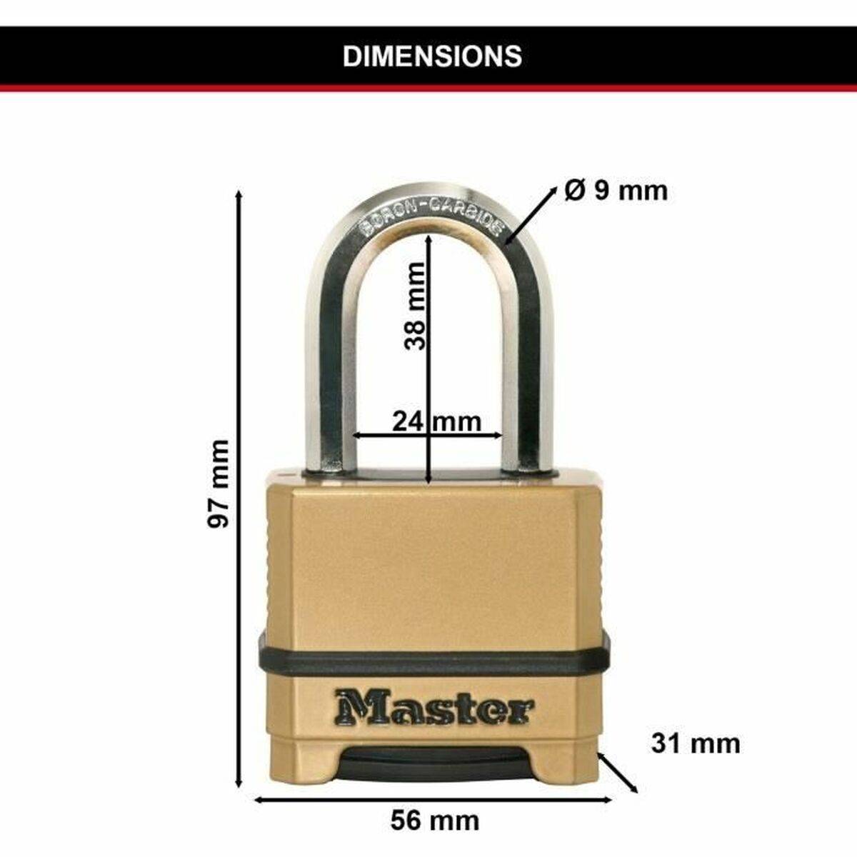 MASTER LOCK Cadenas Haute Sécurité [Combinaison] [Zinc] [Anse L] [Extérieur] M175EURDLF-1
