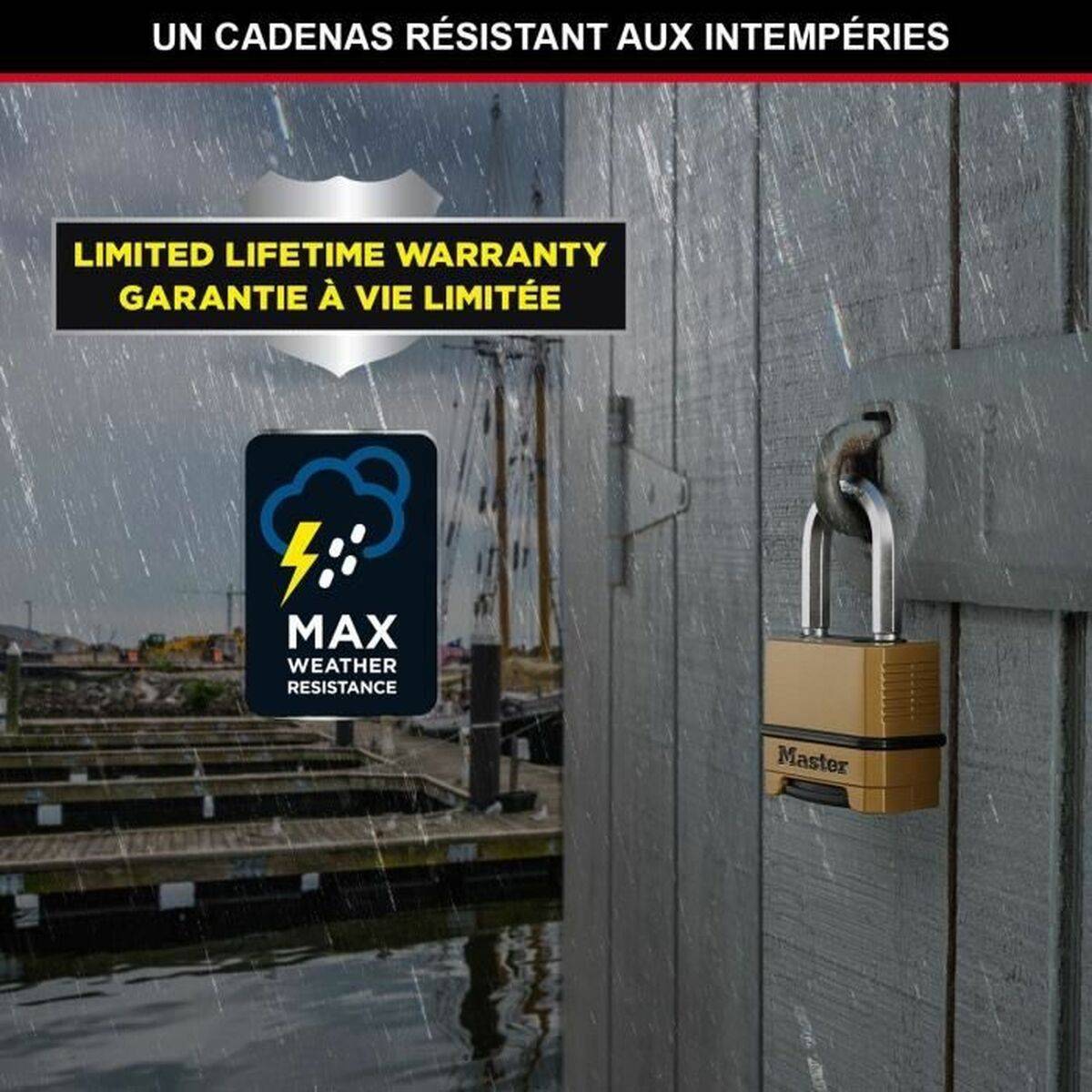 MASTER LOCK Cadenas Haute Sécurité [Combinaison] [Zinc] [Anse L] [Extérieur] M175EURDLF-2