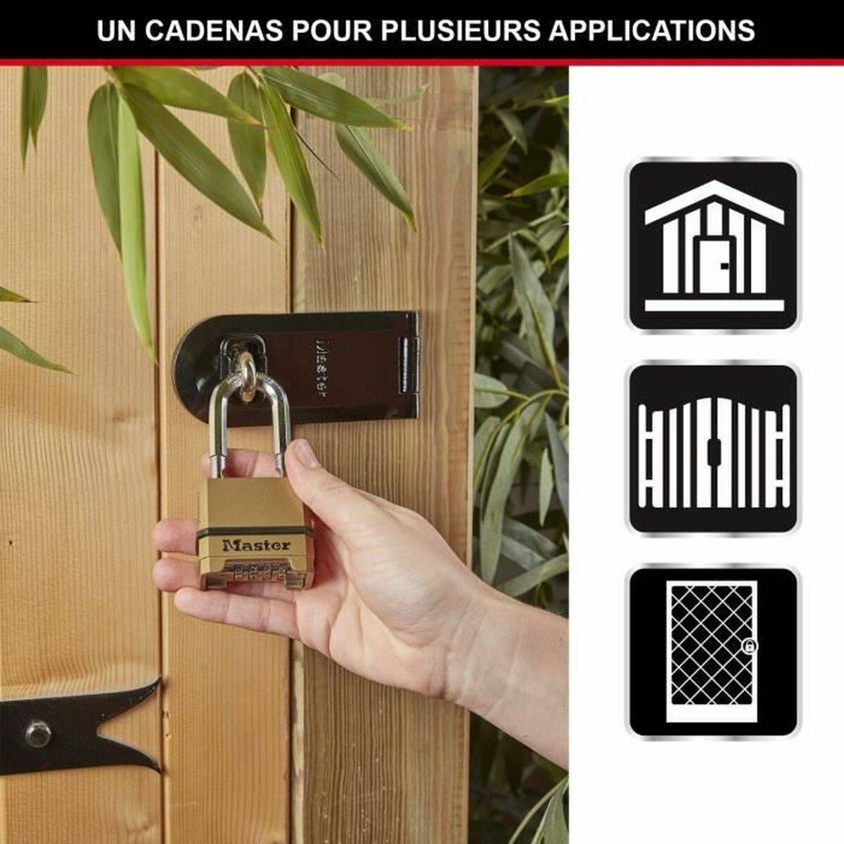 MASTER LOCK Cadenas Haute Sécurité [Combinaison] [Zinc] [Anse L] [Extérieur] M175EURDLF-4