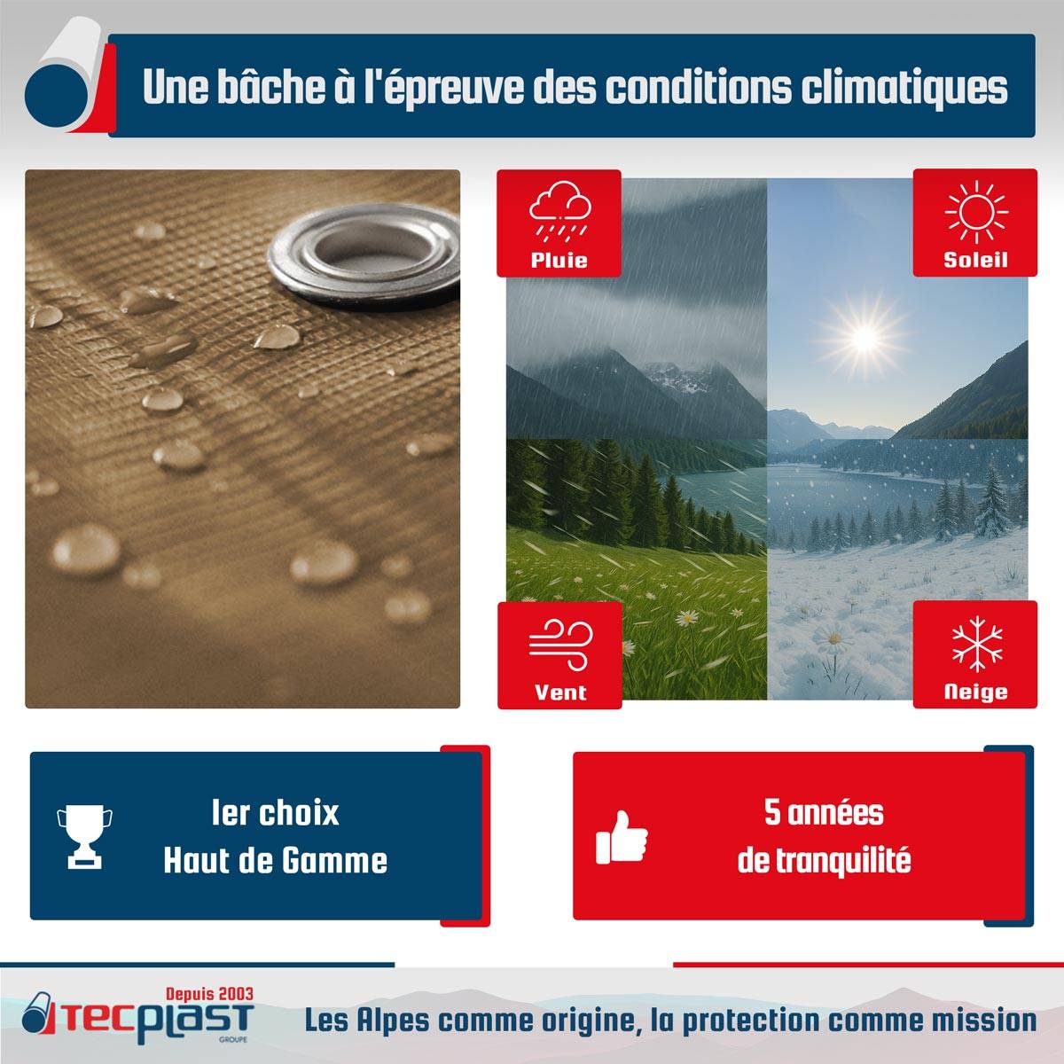 Bâche brise-vue Tecplast lp506bv 2,5x3 m - beige foncé - garantie 5 ans-2