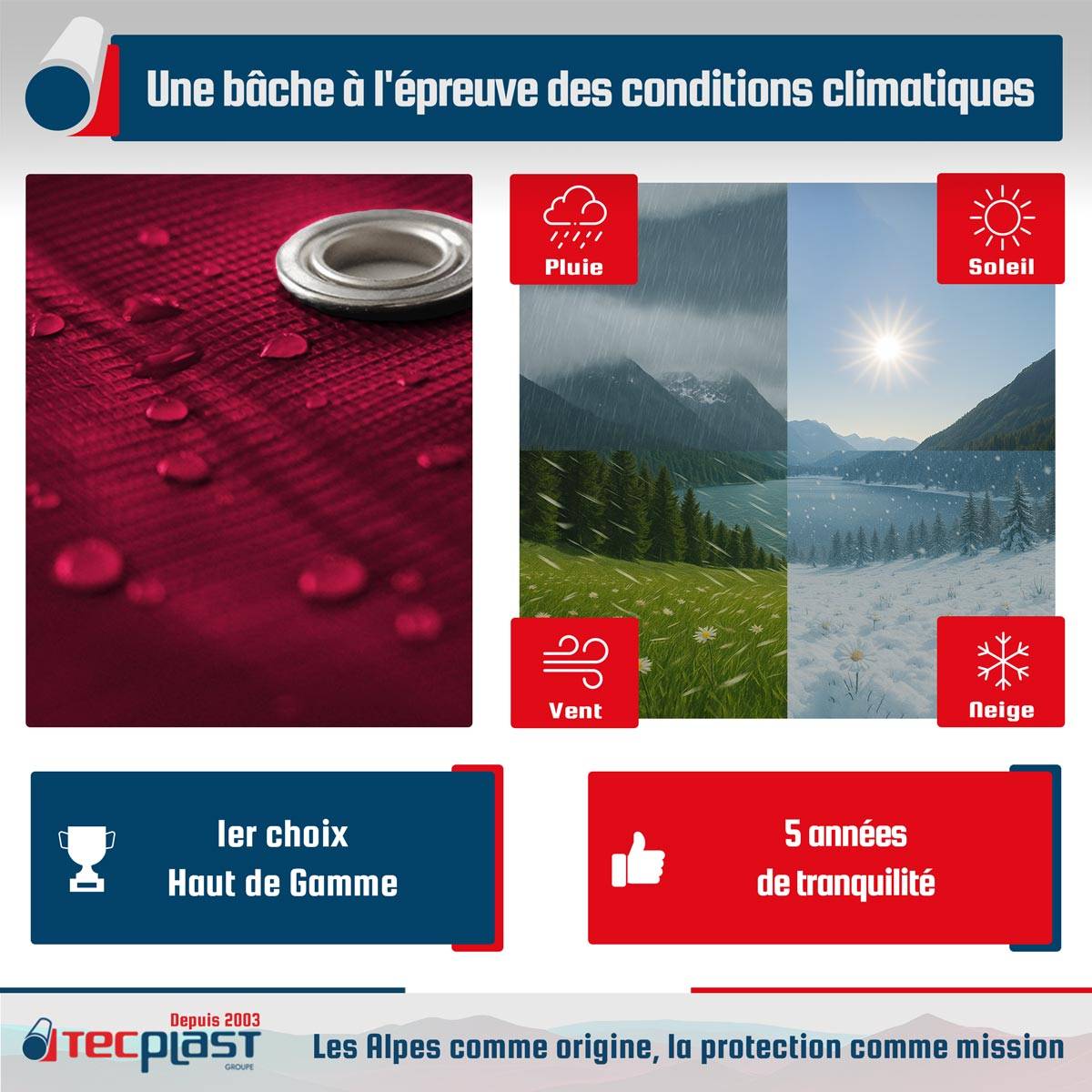 Bâche pour carport Tecplast lp506cp 2,5x3 m - rouge bordeaux - garantie 5 ans-2