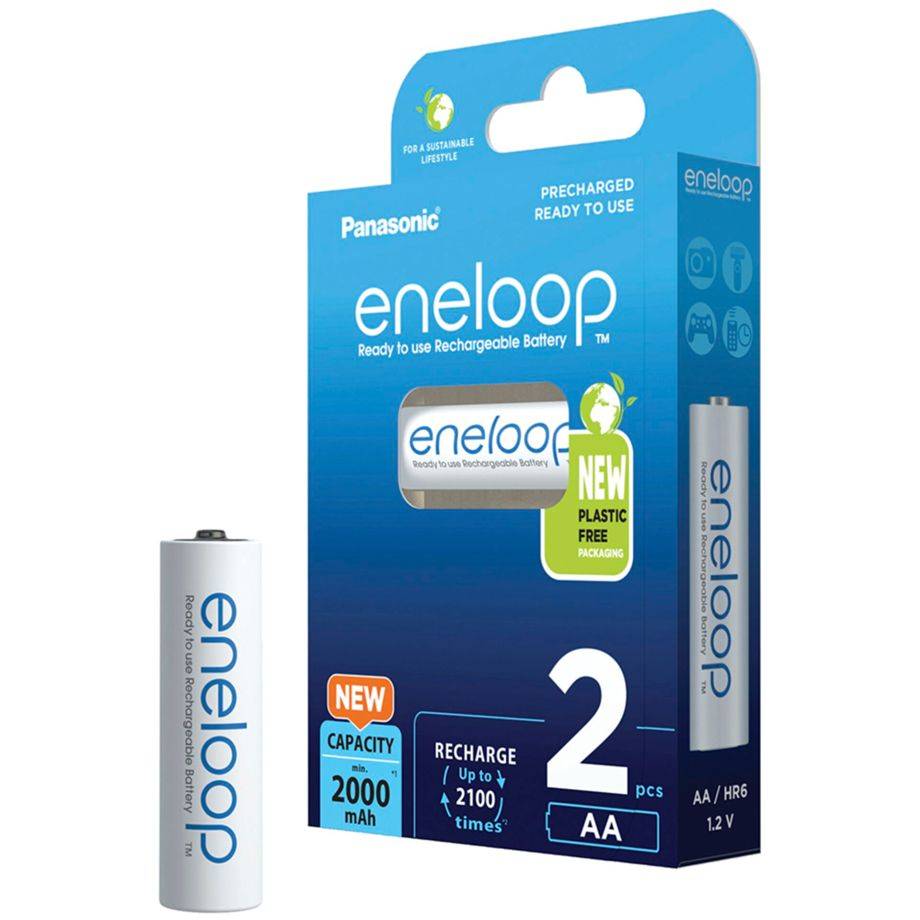 Panasonic eneloop, préchargé, blister (lot de 2) Batterie rechargeable BK-3MCDE/2BE NiMH, Mignon, AA, HR06, 1,2 V et...-1