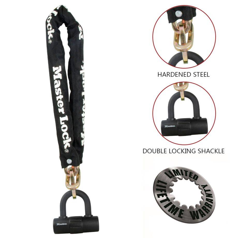 MASTER LOCK Chaîne Antivol Vélo avec mini U [Clé] [Antivol Certifié] 8234EURDPRO-1