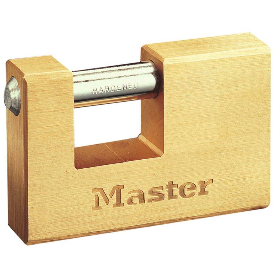 Master Lock 608EURD Cadenas Rectangulaire en Laiton Massif à Clé, Doré, 8,3 x 8,5 x 1,8 cm-0