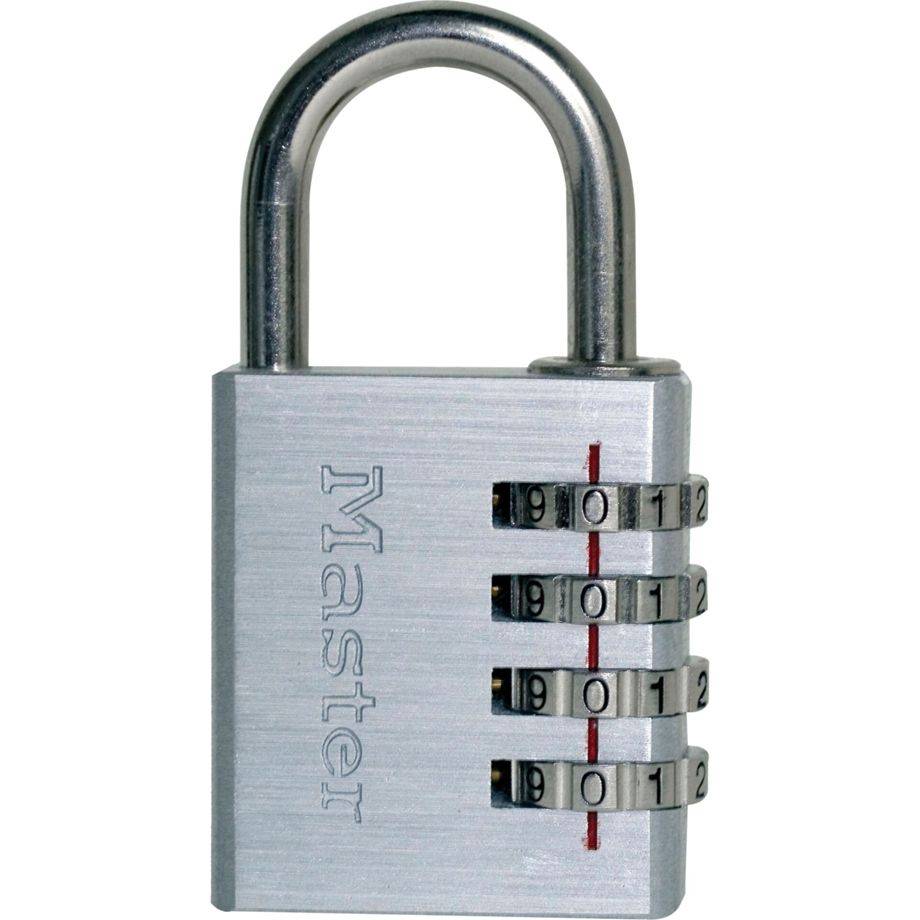 Master Lock 7630EURD Cadenas à Combinaison Programmable en Aluminium, gris, 4 x 7,8 x 1,5 cm-0