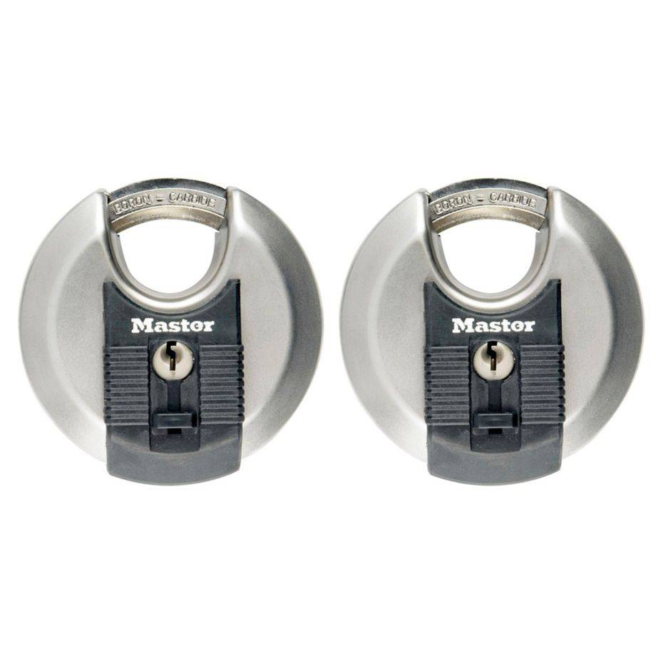 MASTER LOCK Cadenas Rond [A Clé] [Acier Inoxydable] [Extérieur] [Lot de 2] M40EURT-0