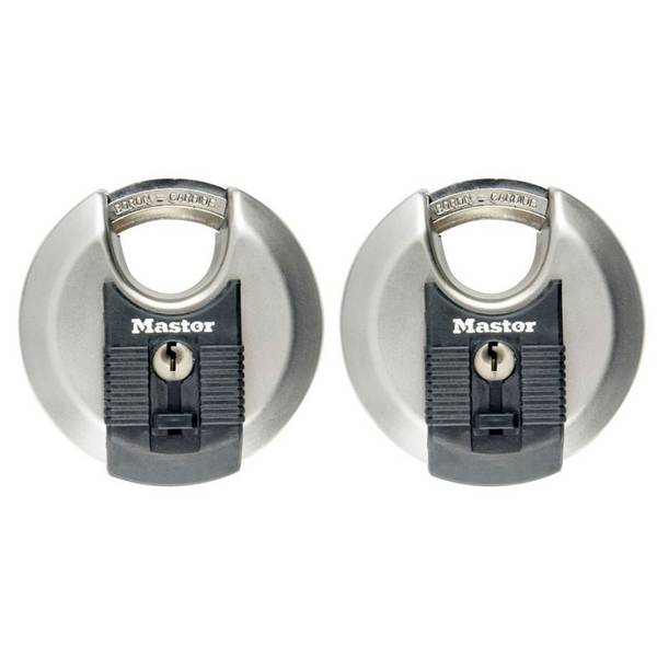 MASTER LOCK Cadenas Rond [A Clé] [Acier Inoxydable] [Extérieur] [Lot de 2] M40EURT
