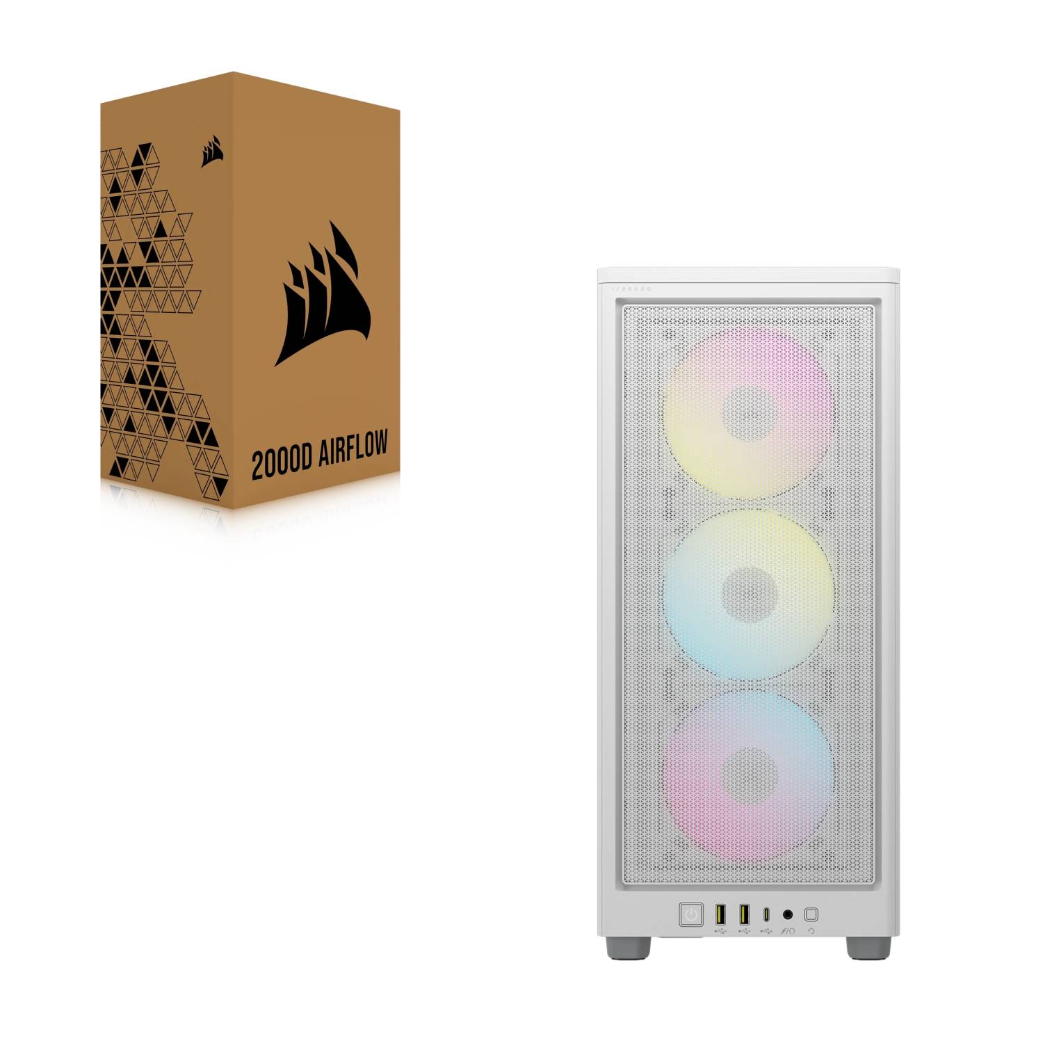 Corsair 2000D RGB Airflow, Small Form Factor (SFF), PC, Blanc, Mini-ITX, Mesh, Verre trempé, Multi-1