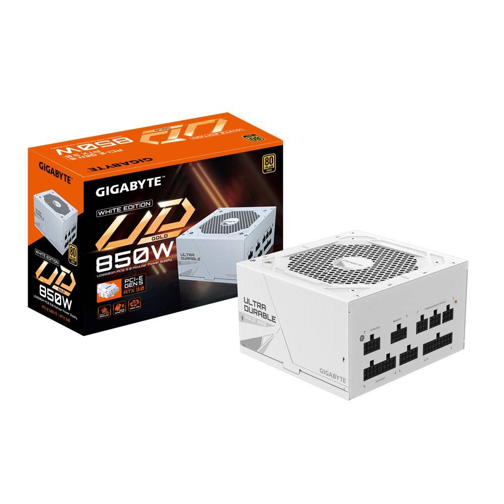GIGABYTE UD850GM PG5W Bloc d'Alimentation - PCIe 5.0, 80 PLUS Gold, Design entièrement modulaire, Ventilateur 120 mm, Co-8