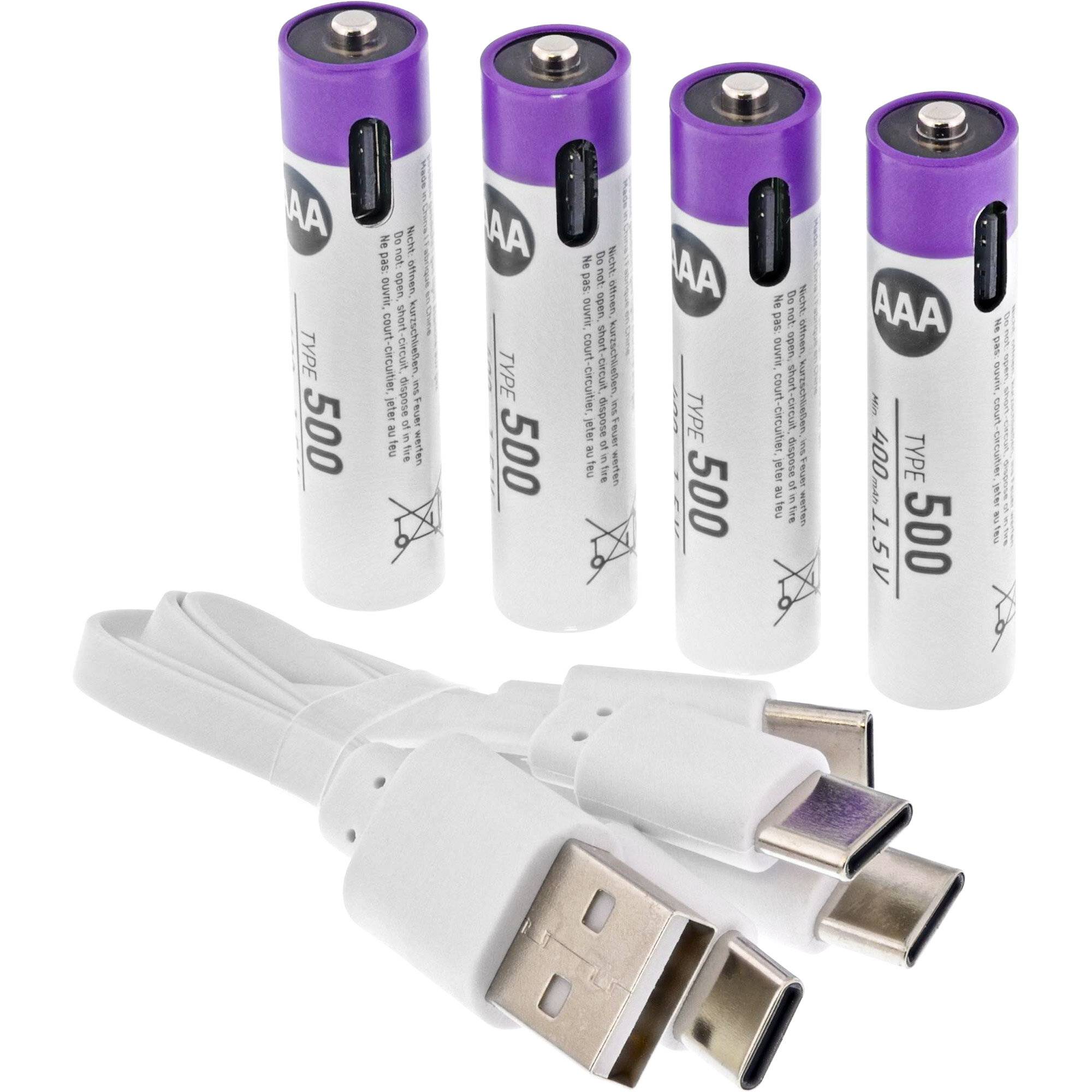 ANSMANN Accu lithium AAA, 4 pièces, rechargeables Type-C, 1,5 V-2