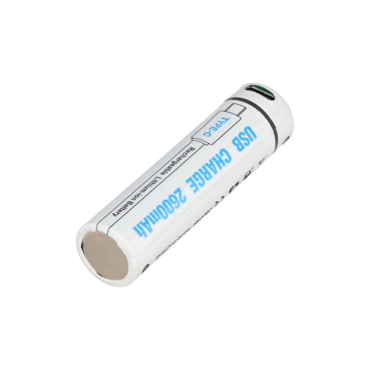 Cellule ronde 18650, Li-ion, 3,7 V, 2 600 mAh, 9,6 Wh, avec port de chargement USB-C-2