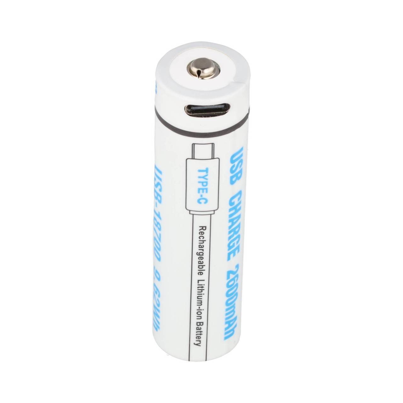 Cellule ronde 18650, Li-ion, 3,7 V, 2 600 mAh, 9,6 Wh, avec port de chargement USB-C-0