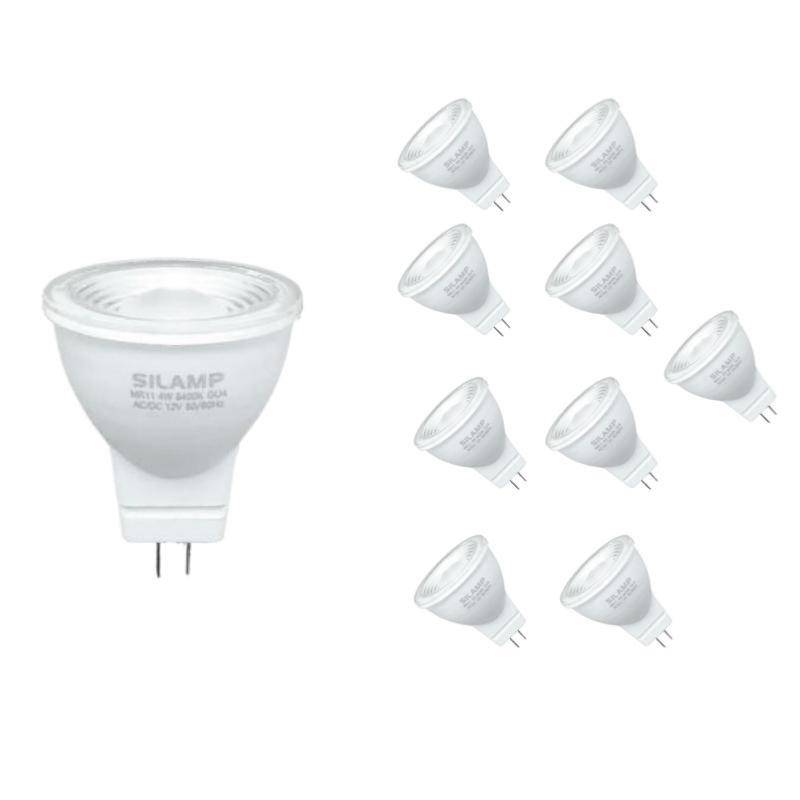Pack de 10 - Ampoule LED GU4 / MR11 4W 12V - Blanc Froid 6000K - 8000K - SILAMP-2
