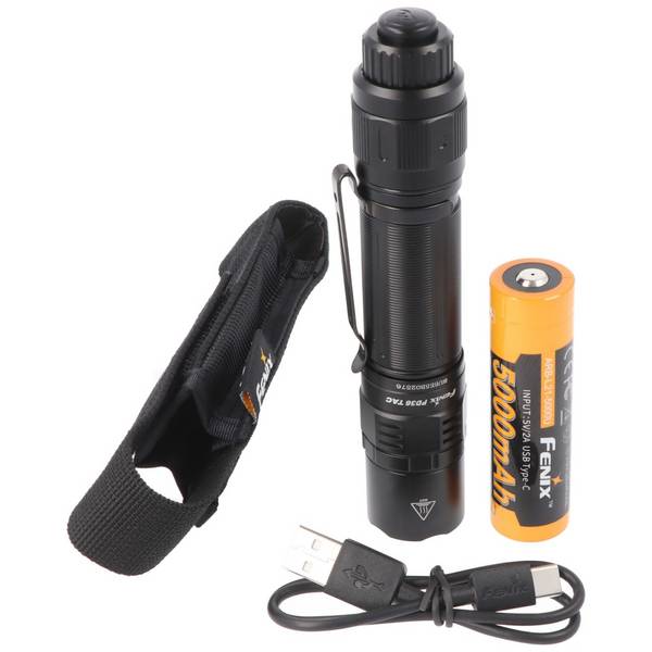 Lampe de poche LED Fenix PD36 TAC Lampe de poche tactique avec interrupteur rotatif à une main Max 3000 Lumens...