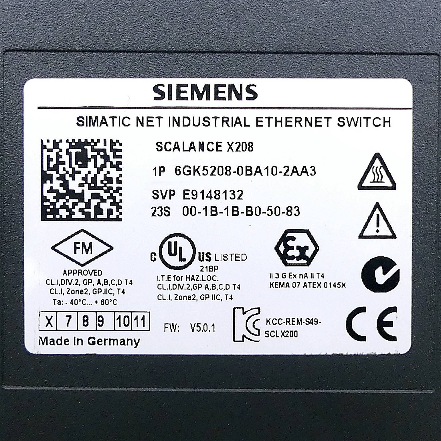 Siemens 6GK5208-0BA10-2AA3 - SCALANCE X208, commutateur IE administrable, 8x 10/100 Mbit/s-1