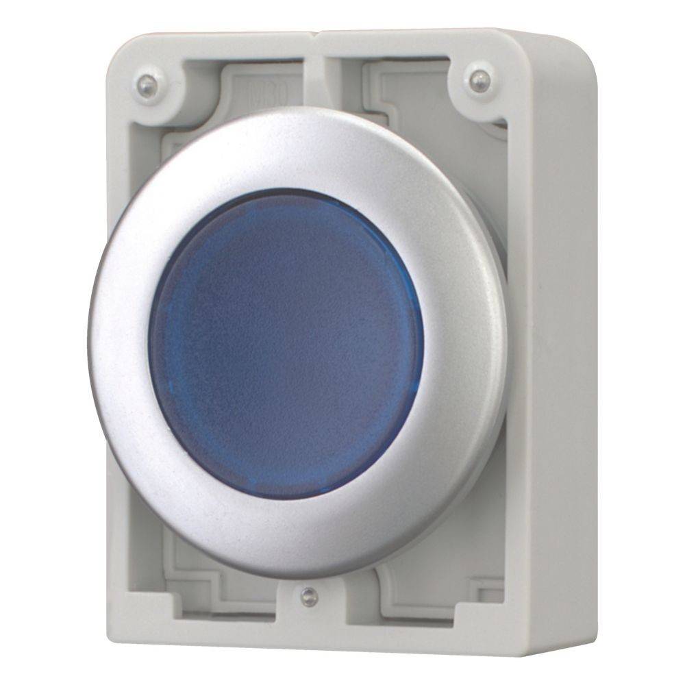 Interrupteur à pression plat, rond, chromé bouton bleu Eaton M30C-FDRL-B 1 pc(s) Piece