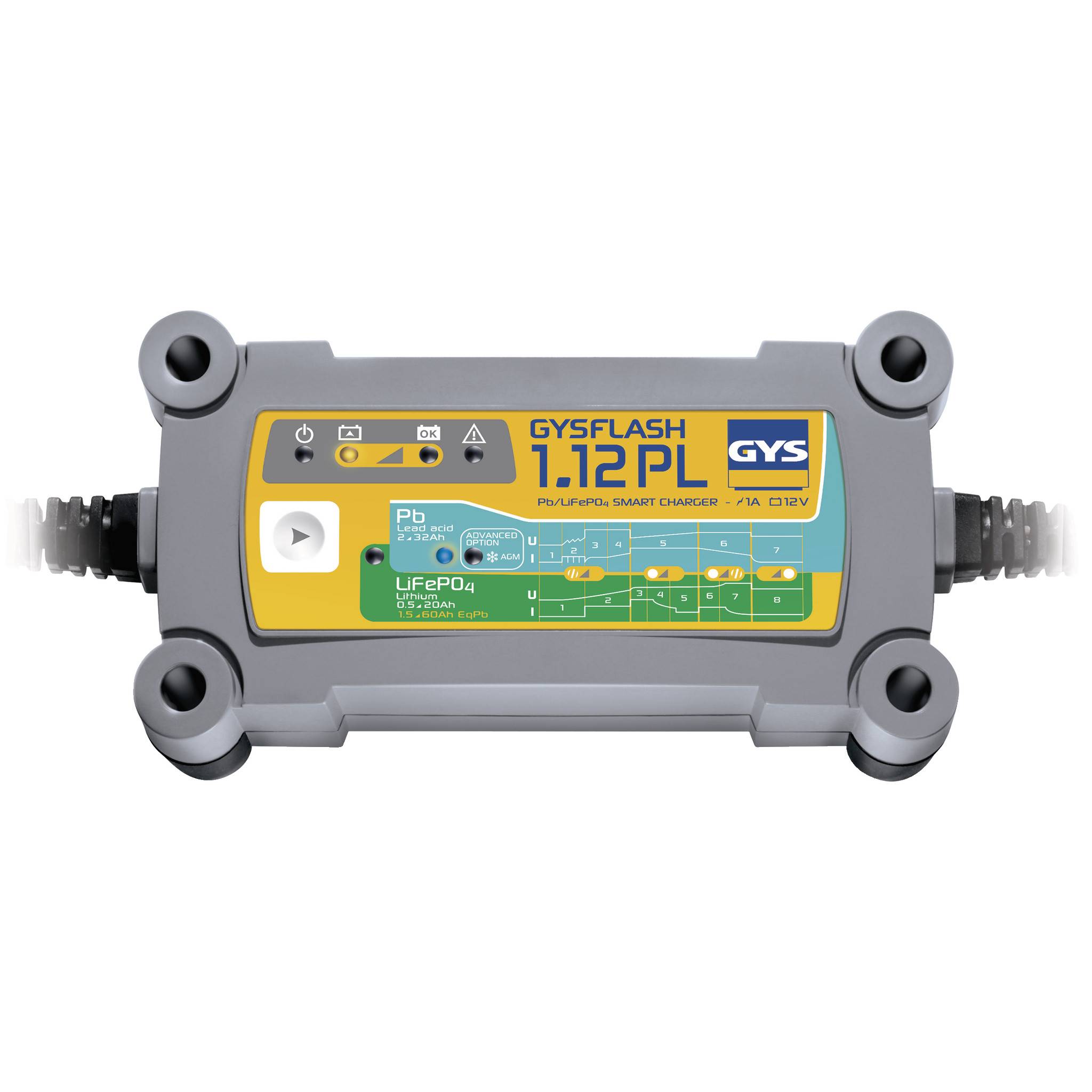 Chargeur batterie Plomb/LiFePO4 12V 1A de 2 à 32Ah GYSFLASH 1.12PL-0