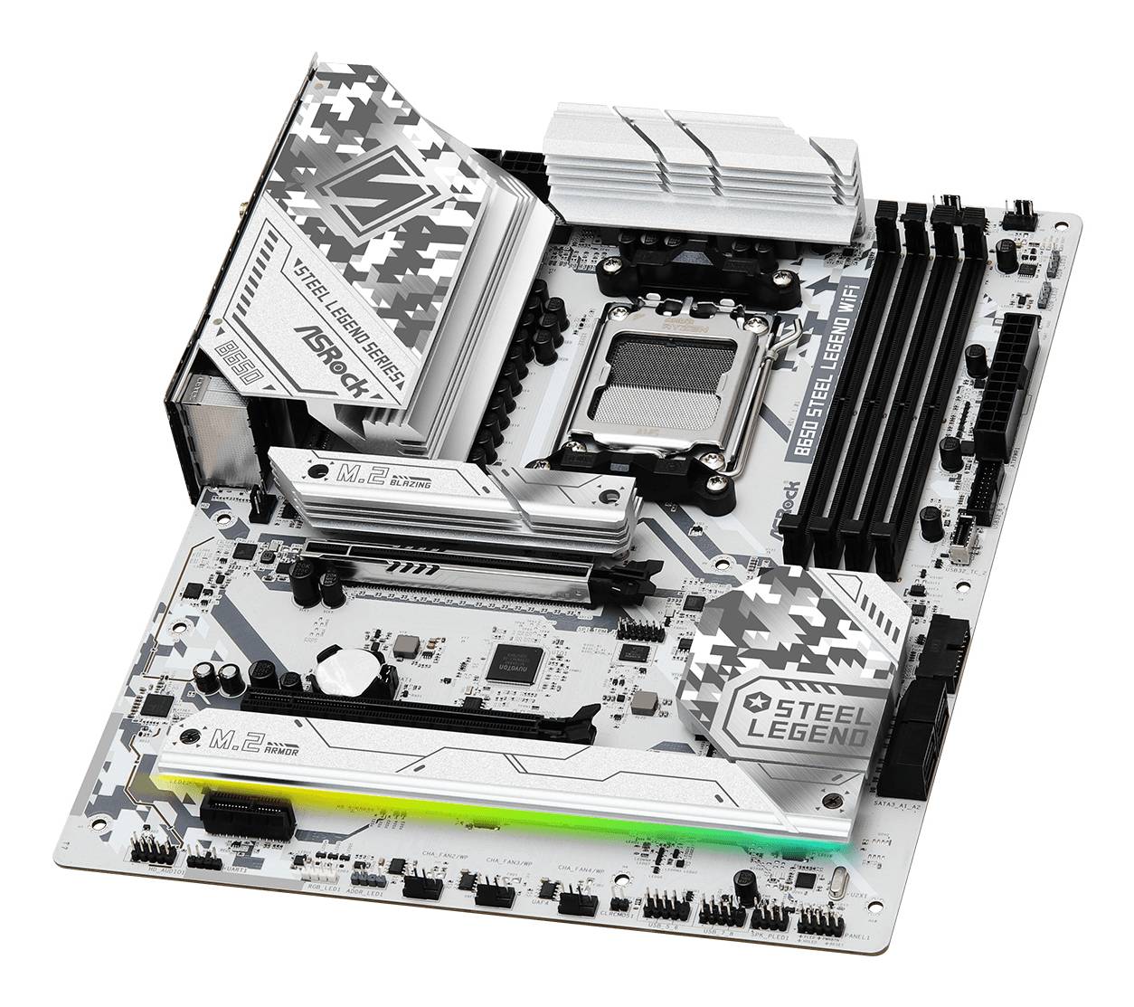 Asrock B650 Steel Legend WiFi, AMD, Emplacement AM5, AMD Ryzen 7000 Series, DDR5-SDRAM, 192 Go, DIMM-1