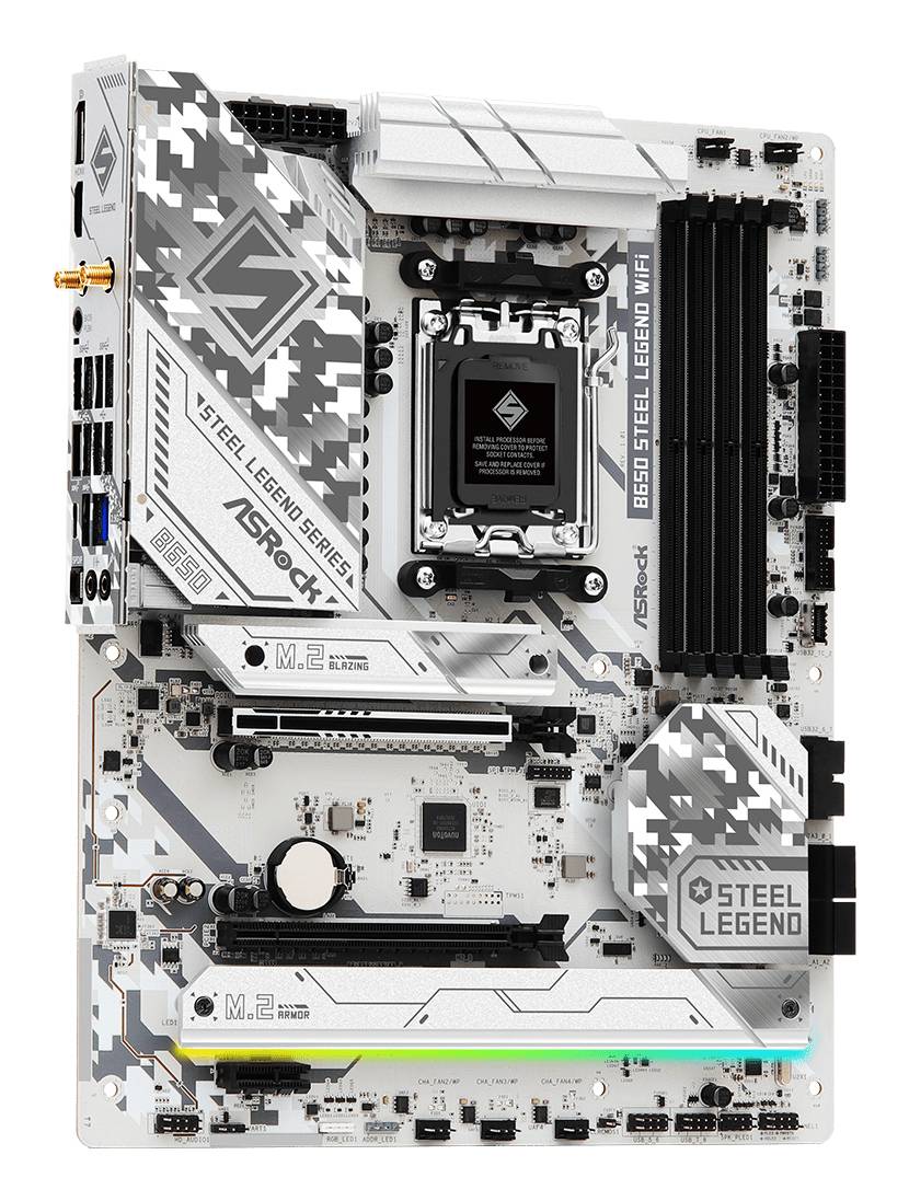 Asrock B650 Steel Legend WiFi, AMD, Emplacement AM5, AMD Ryzen 7000 Series, DDR5-SDRAM, 192 Go, DIMM-4