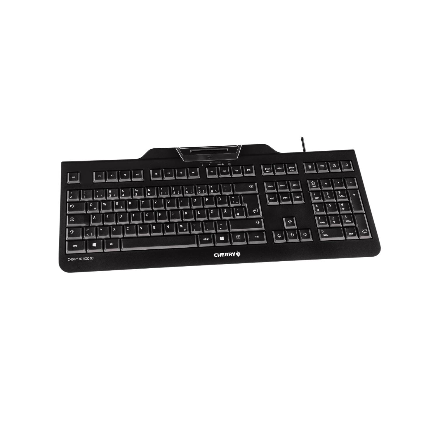 CHERRY KC 1000 SC Clavier filaire lecteur cartes à puce, noir, USB, AZERTY - FR, Taille réelle (100 %), Avec fil, USB, C-2