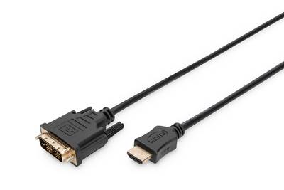 Digitus HDMI / DVI Câble adaptateur Fiche mâle HDMI-A, Fiche mâle DVI-D 18+1 pôles 5.00 m noir AK-330300-050-S vissable -1