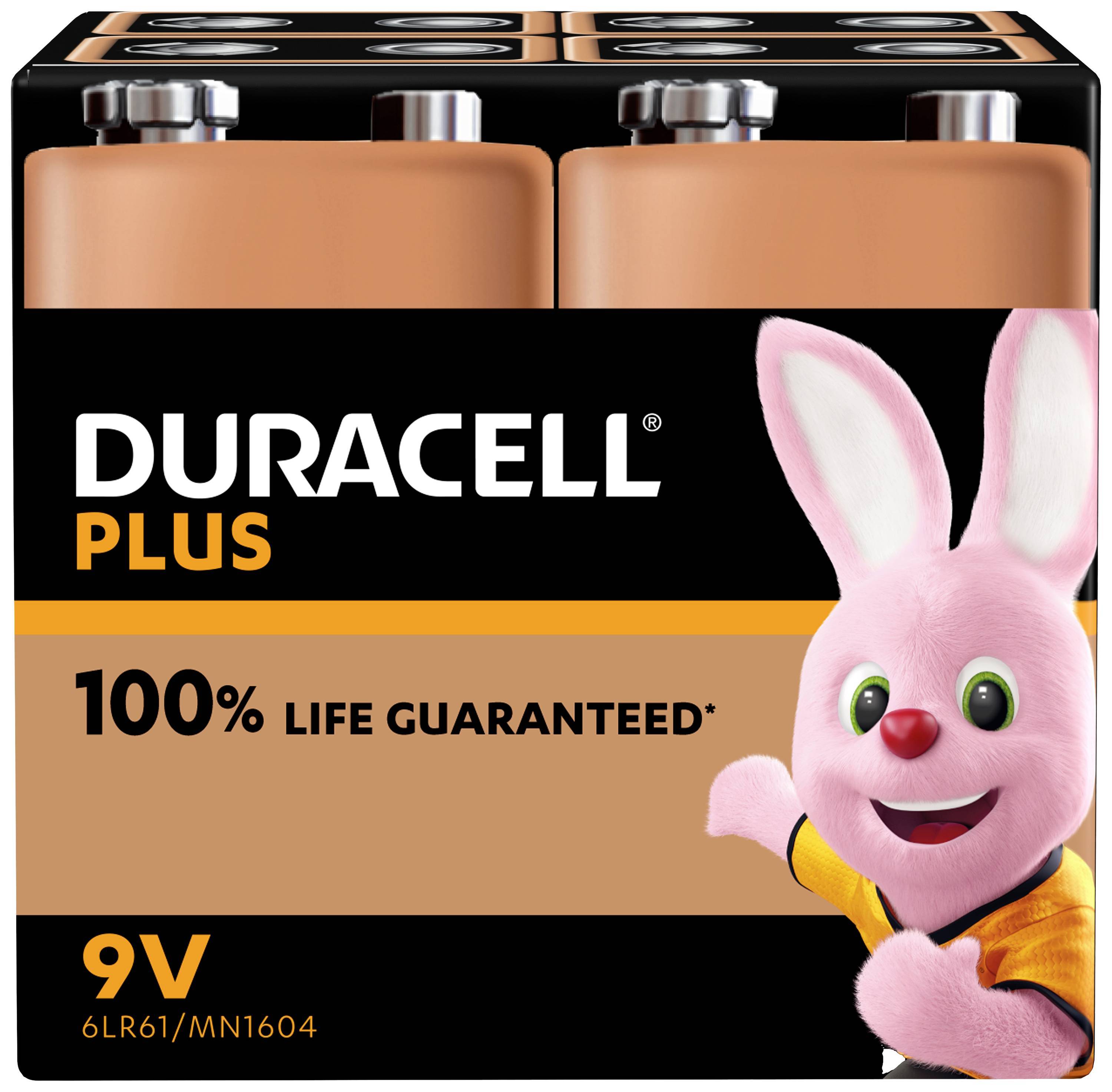 Pile alcaline Duracell, E-Block, 6LR61, 9 V Plus, durée de vie supplémentaire, blister de vente au détail (paquet de 4)-0