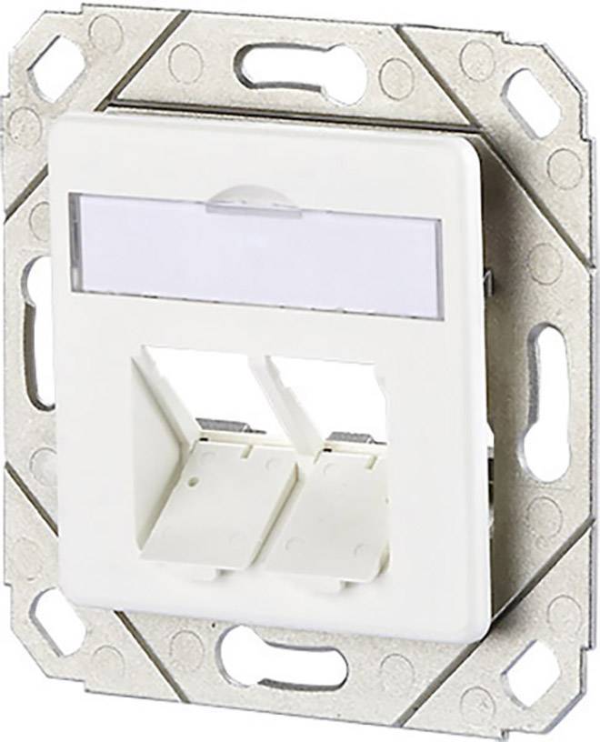 Metz Connect Prise réseau encastré insert avec plaque centrale non équipé 2 ports blanc pur (RAL 9010)-2