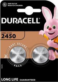 Pile Duracell au lithium, pile bouton, CR2450, électronique 3 V, blister de vente au détail (paquet de 2)-1