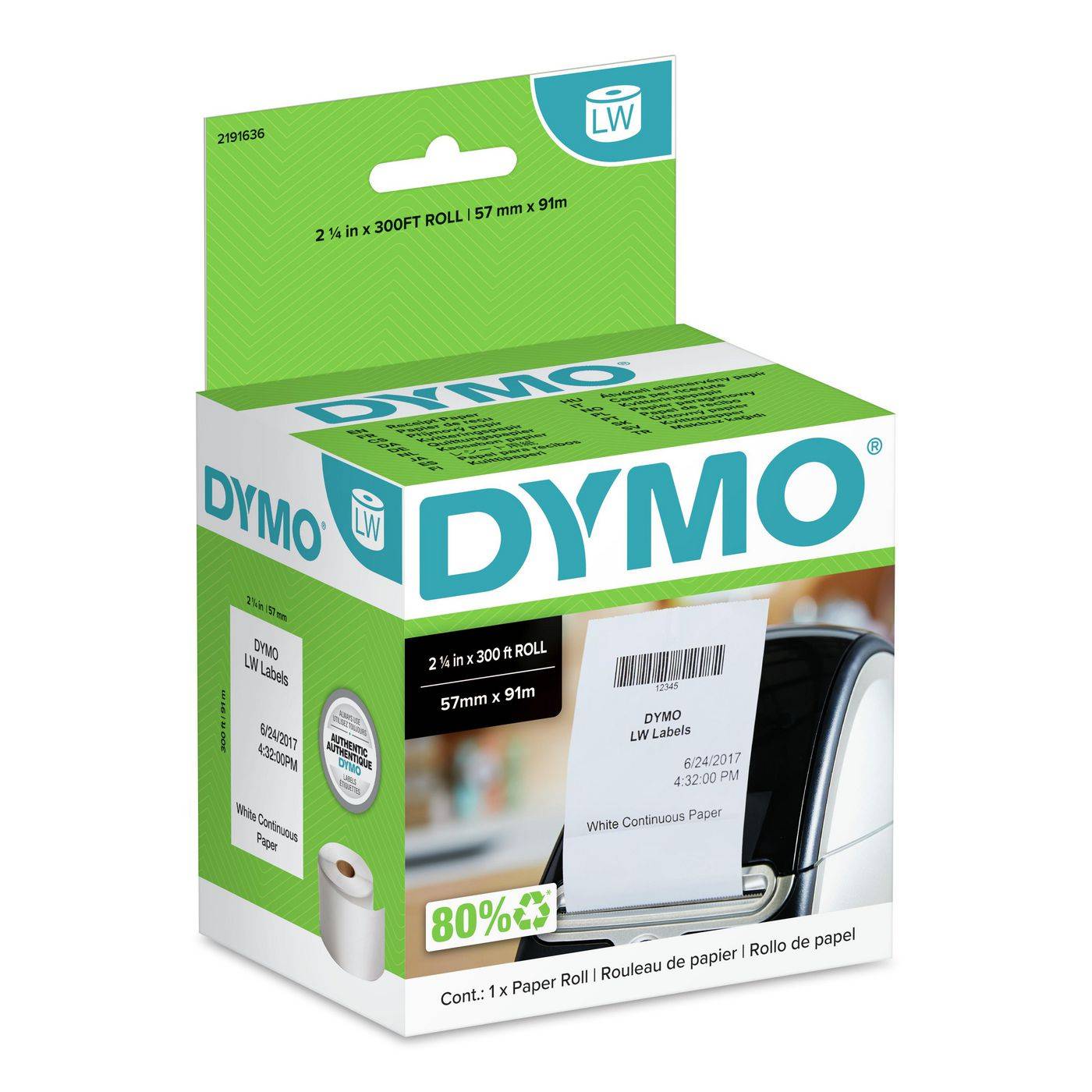 DYMO Reçu d étiquettes 57 mm x 91 m-0