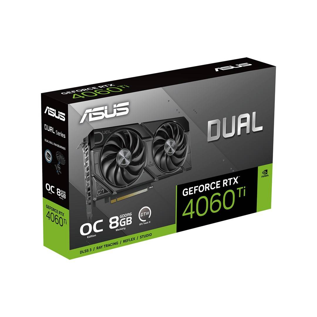 Asustek Computer Carte graphique Nvidia GeForce RTX 4060 Ti DUAL EVO - OC Edition 8 GB GDDR6-RAM PCIe x16 mode zero fan,-3