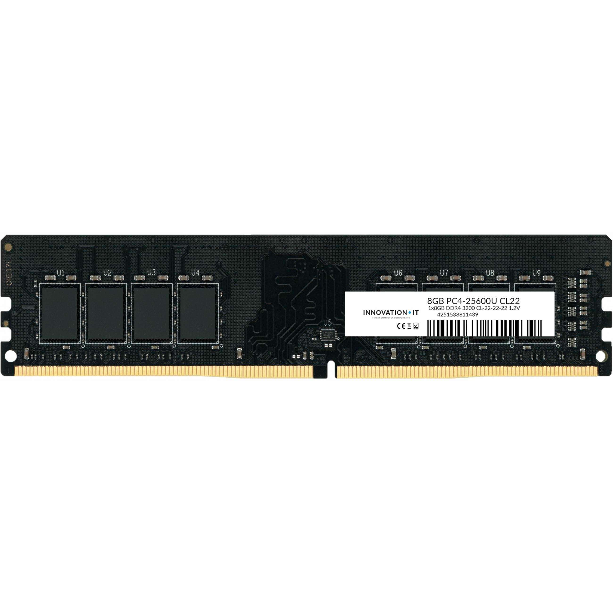 Innovation IT 4251538811439 Mémoire pour PC de bureau DDR4 8 GB 1 x 8 GB 3200 MHz DIMM 288 broches CL22 4251538811439-0