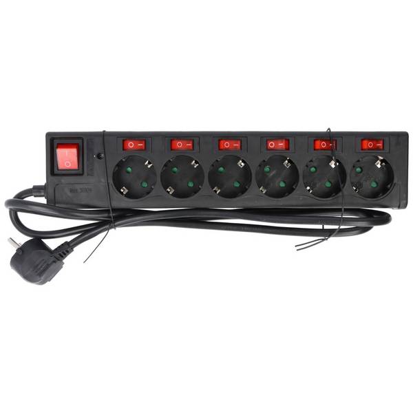 Multiprise 6 prises avec protection contre les surtensions et interrupteur, commutable individuellement, longueur de...
