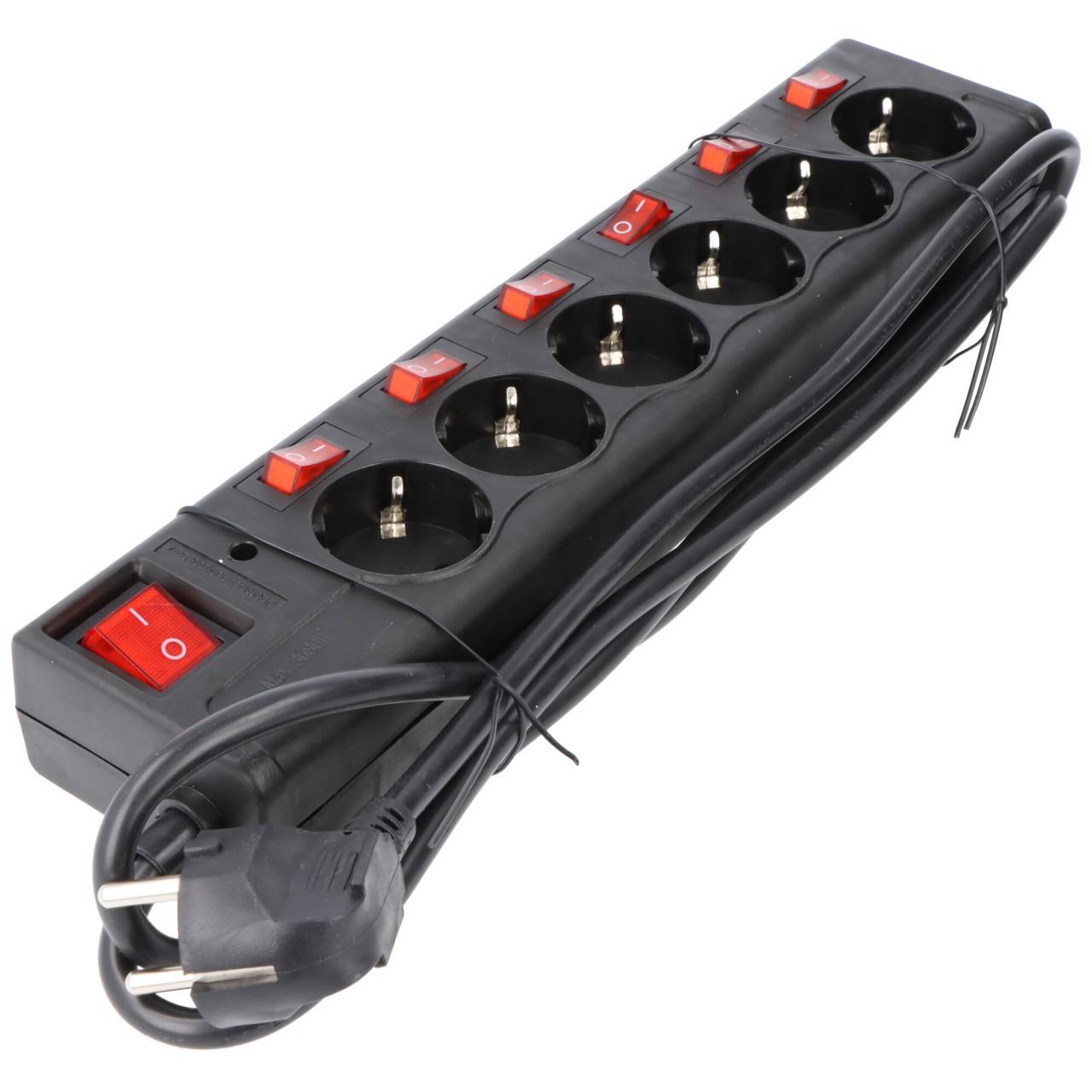 Multiprise 6 prises avec protection contre les surtensions et interrupteur, commutable individuellement, longueur de...-2