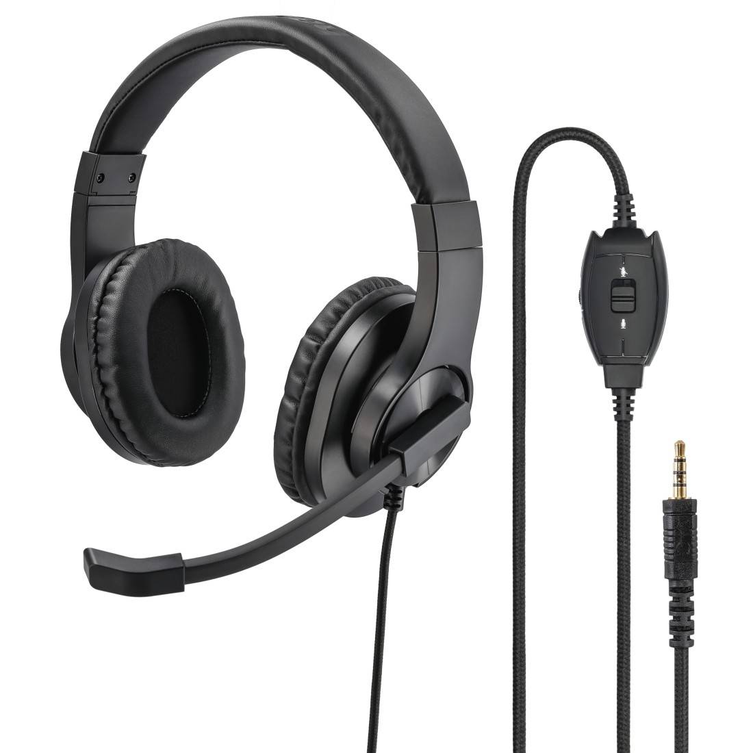 Hama ordinateur Micro-casque supra-auriculaire filaire Stereo noir volume réglable, mise en sourdine du microphone-0