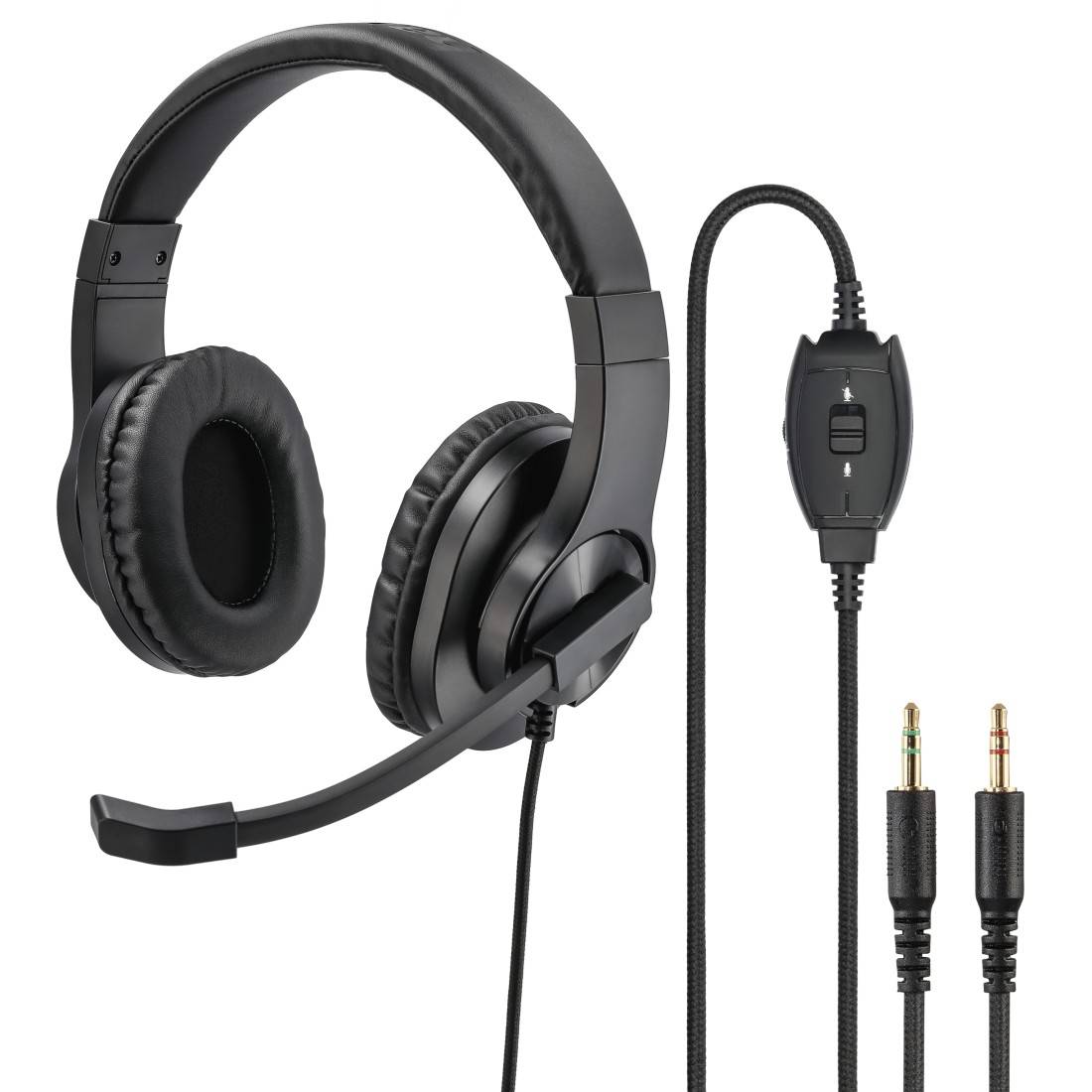 Hama Micro-casque supra-auriculaire filaire Stereo noir volume réglable, mise en sourdine du microphone ordinateur-1
