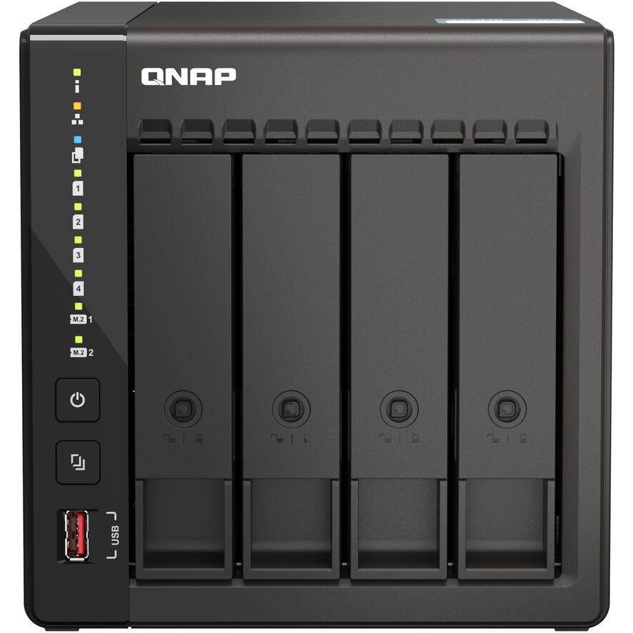 QNAP TS-453E-8G 4-bay desktop NAS Intel Celeron J6412 4C 2.0GHz burst 2.6GHz onboard 8Go RAM 2xHDMI 1.4b 2xM.2 2280 PCIe-0