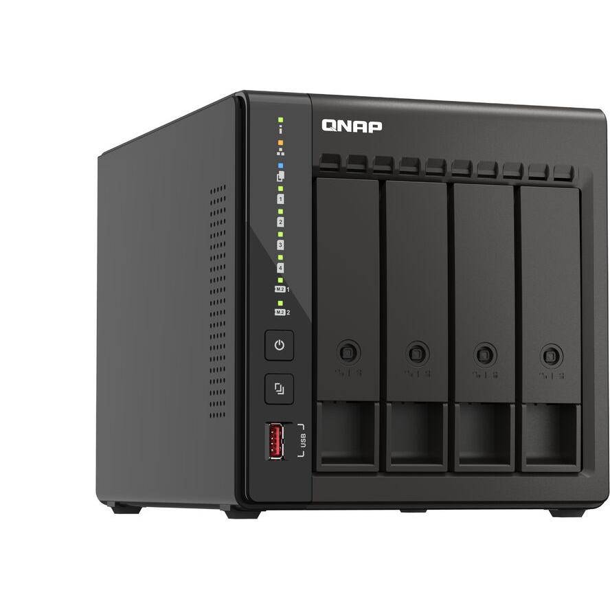 QNAP TS-453E-8G 4-bay desktop NAS Intel Celeron J6412 4C 2.0GHz burst 2.6GHz onboard 8Go RAM 2xHDMI 1.4b 2xM.2 2280 PCIe-2