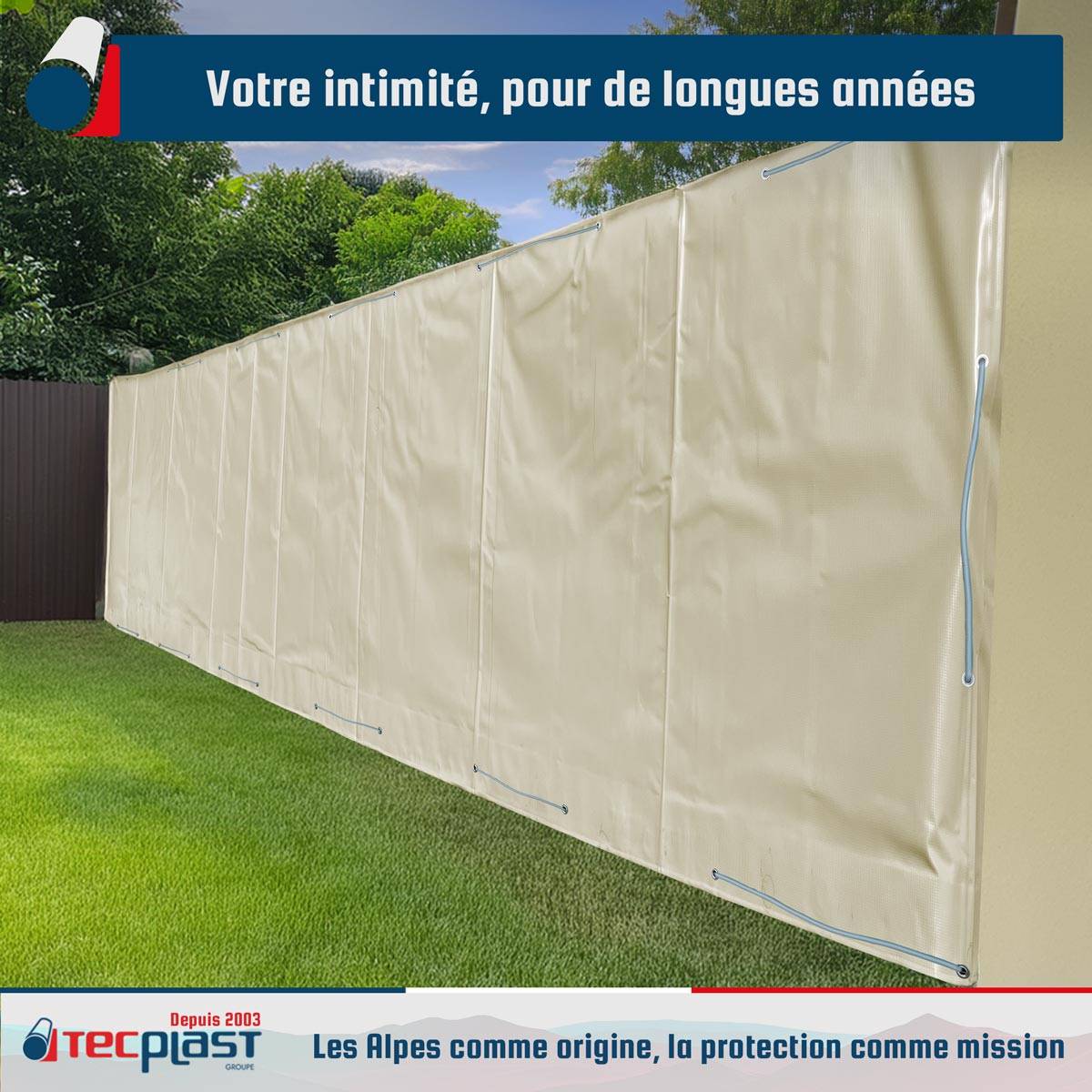 Bâche brise-vue Tecplast lp506bv 3,5x3,5 m - blanc crème - garantie 5 ans-4