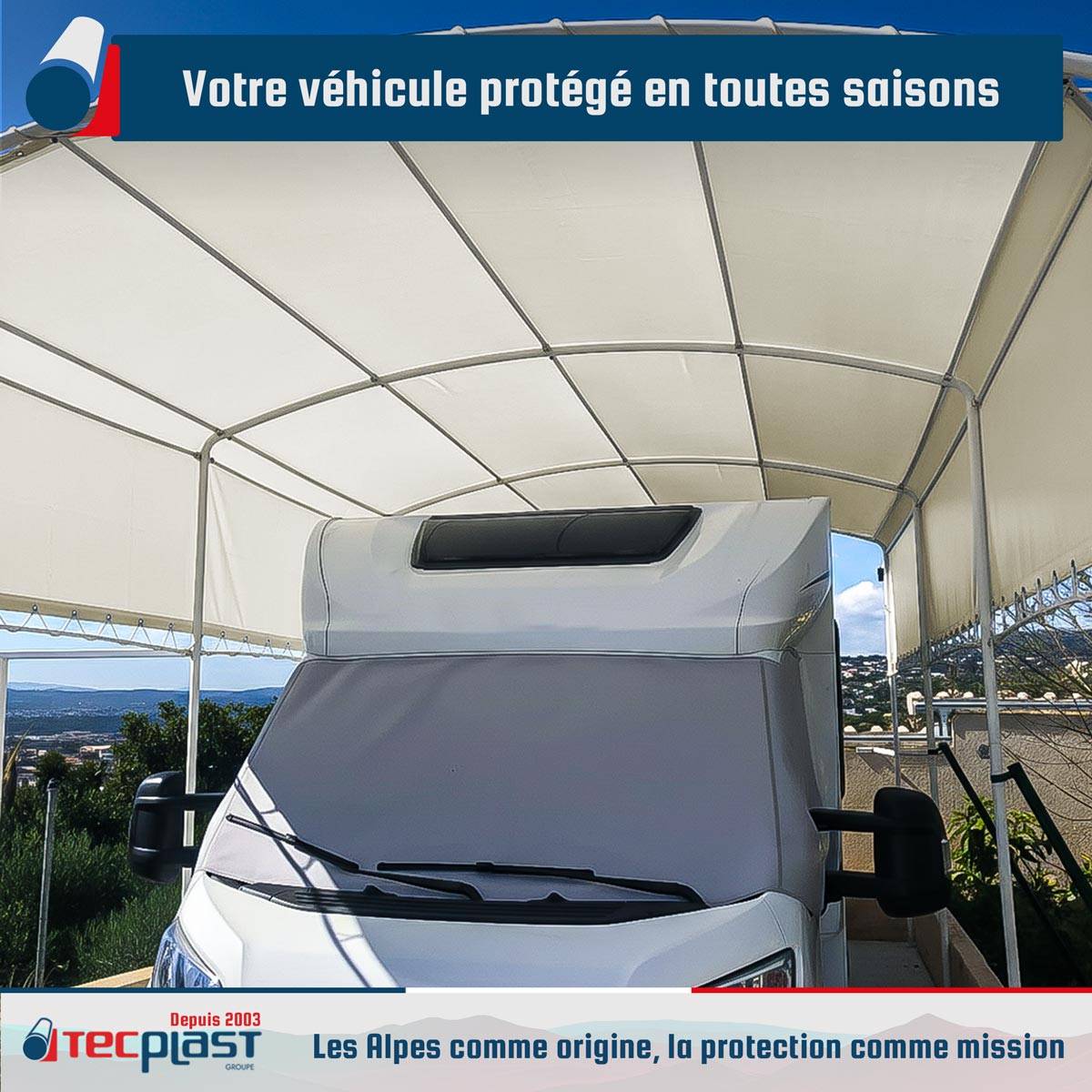 Bâche pour carport Tecplast lp506cp 2x3 m - blanc crème - garantie 5 ans-4