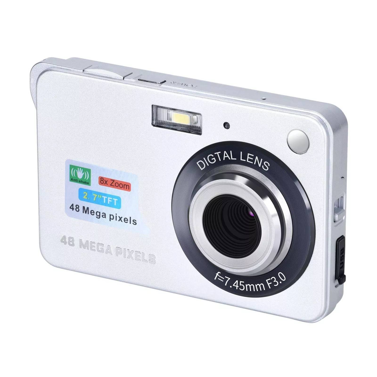 Appareil Photo Numérique Portable 18MP Zoom 8x + SD 4Go Argent YONIS-0