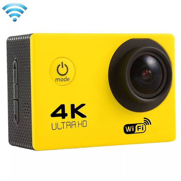 Caméra Sport Étanche 4K Slow Motion Grand Angle 170° Jaune + Kit de Fixation YONIS