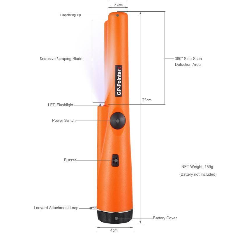 Détecteur De Métaux Or Haute Sensibilité 5cm Alarme Sonore Et Vibration 9V Orange YONIS-1