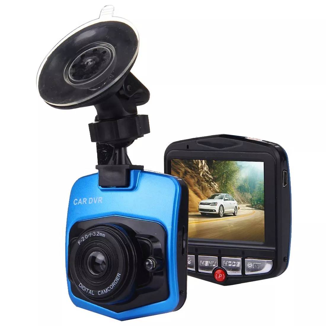 Dashcam 480P Caméra Embarquée LCD 2.4 Pouces Voix Vision Nocturne Noir Bleu + SD 16Go YONIS-0