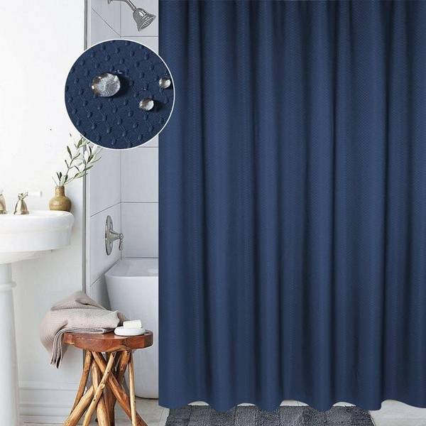 Rideau de Douche Étanche 12 Anneaux 240 X 200 Cm Anti-Moisissure Polyester Bleu YONIS