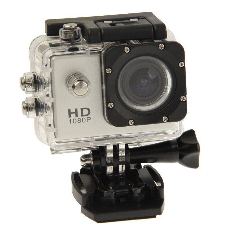 Caméra Sport Étanche 30 M Caméra D'Action Waterproof Full HD 1080P 12 Mp Argent + SD 4Go YONIS-0