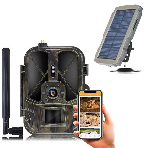 Caméra de Chasse 4K 36MP App Mobile Android iOS Avec Panneau Solaire + 2 Batteries + SD 128Go YONIS