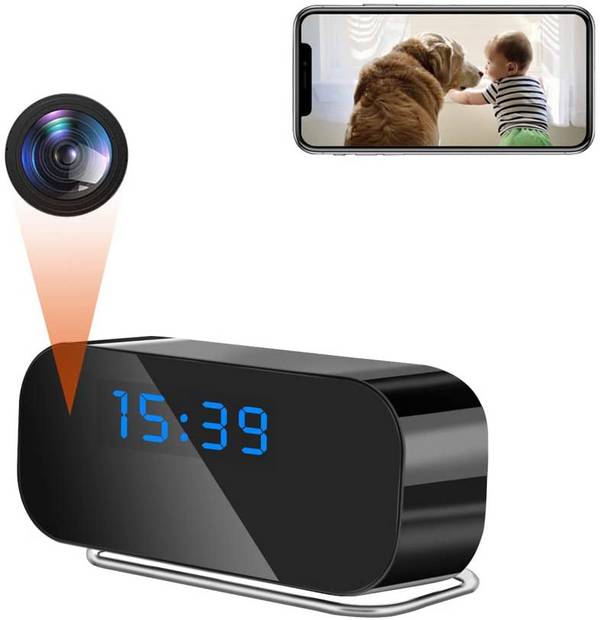 Réveil Caméra Espion Full HD 1080p Détection de Mouvement Infrarouge Wifi + SD 16Go YONIS